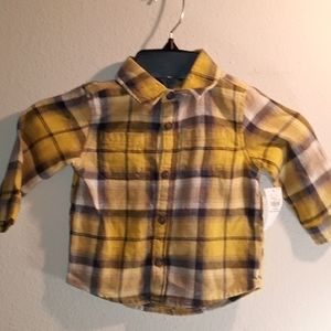 OLD NAVY Toddler SIZE 12-18M Plaid Flannel long Sleeve Button Down Shirt NWT